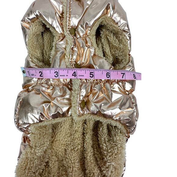 Chic Dog puffer small dog coat metallic champagne warm jacket size small - Picture 5 of 7